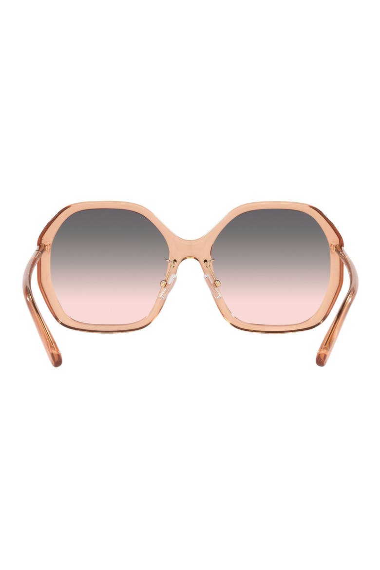 57mm Gradient Round Sunglasses, Alternate, color, TRANSPARENT CHAMPAGNE BROWN