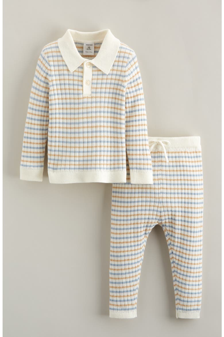 Stripe Cotton Blend Sweater & Leggings Set, Main, color, IVORY EGRET STRIPE