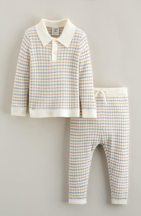 Stripe Cotton Blend Sweater & Leggings Set (Baby)