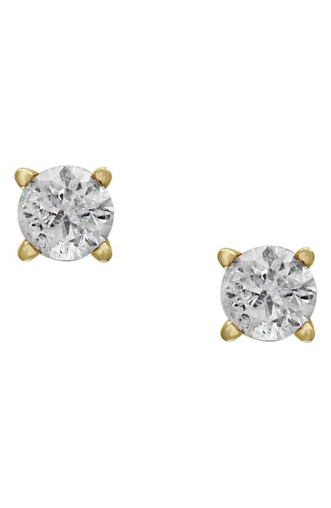 14K White Gold Round Diamond Stud Earrings - 0.25 ctw.