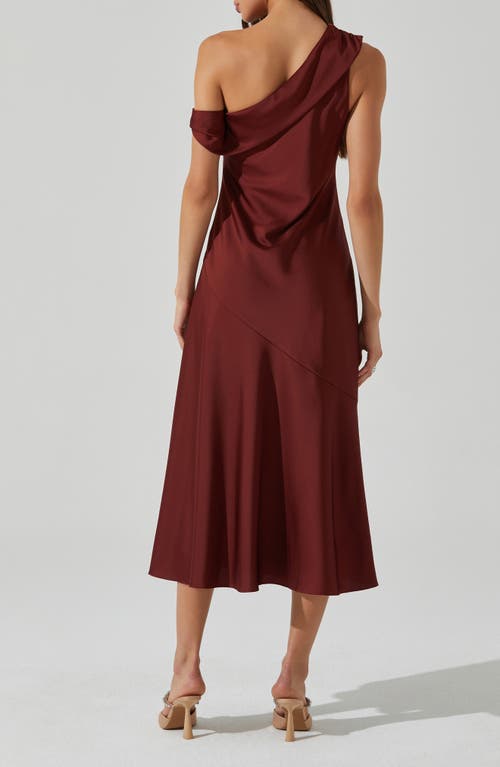 Astr The Label Orissa One-shoulder Satin Midi Dress In Brick