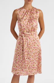 Santorelli Dalby Sleeveless A-line Dress in Floral Silk Blend
