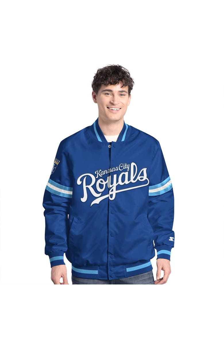 STARTER Men's Starter  Royal Kansas City Royals Scout Full-Snap Varsity Jacket, Alternate, color, Royal