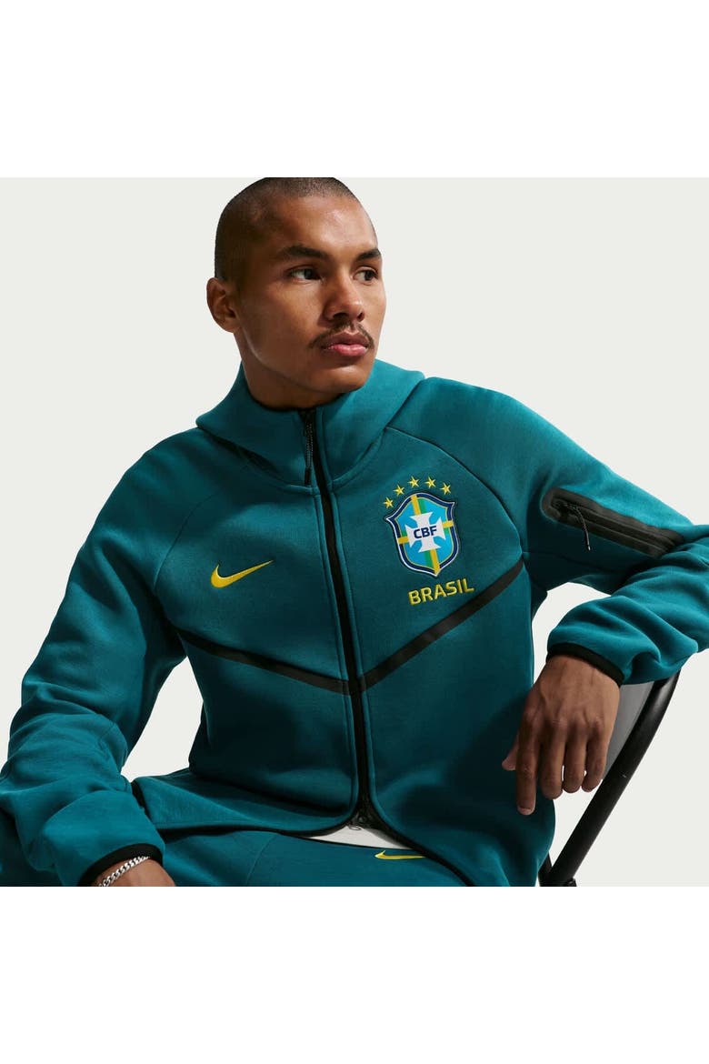 Men's Nike Green Brazil National Team 2026 Tech Fleece Windrunner Raglan Full-Zip Hoodie, Alternate, color, Green