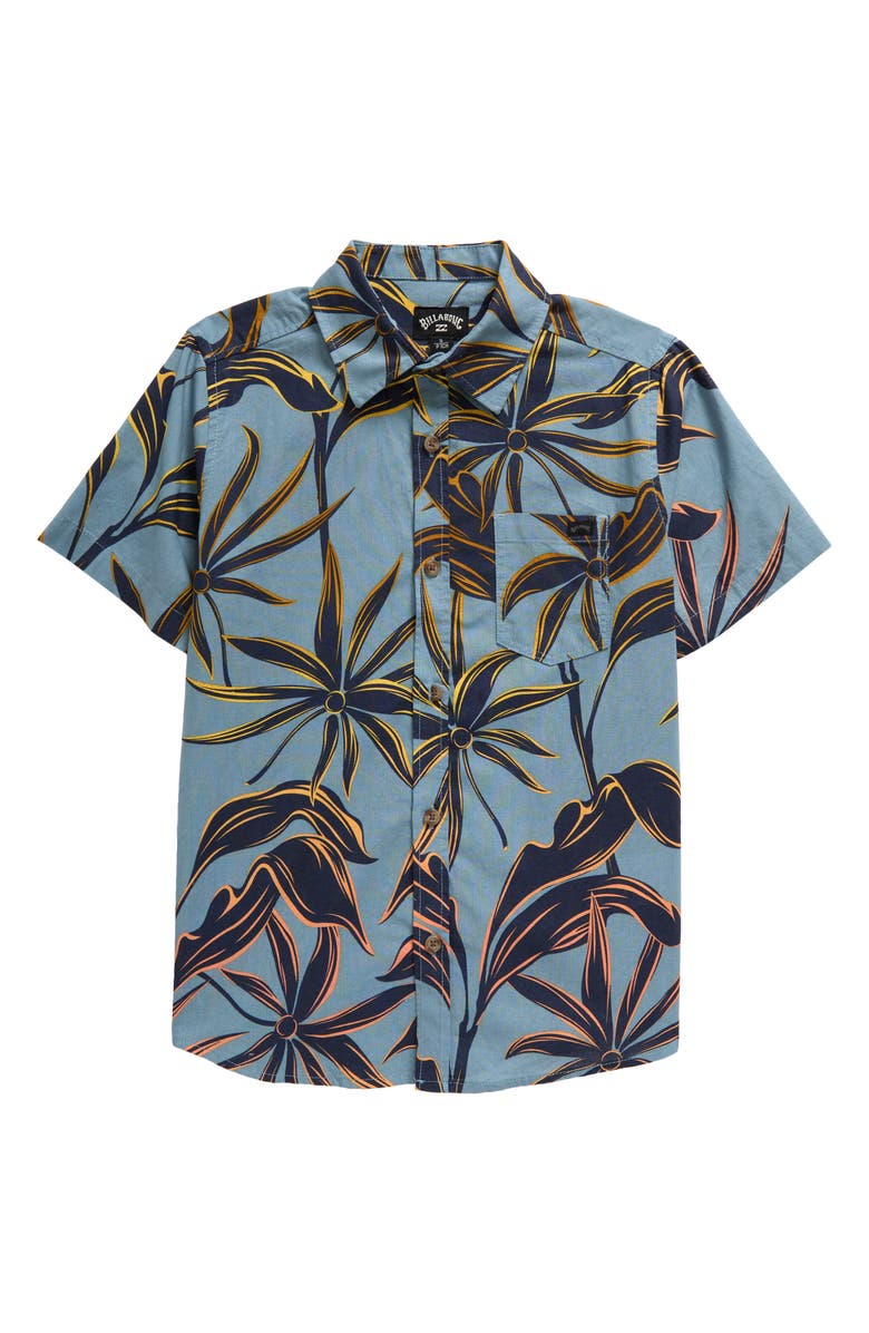 Billabong Kids' Sundays Short Sleeve Cotton Button-Up Shirt, Main, color, 