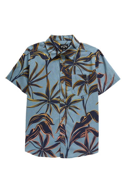 Kids' Sundays Short Sleeve Cotton Button-Up Shirt (Little Kid & Big Kid)