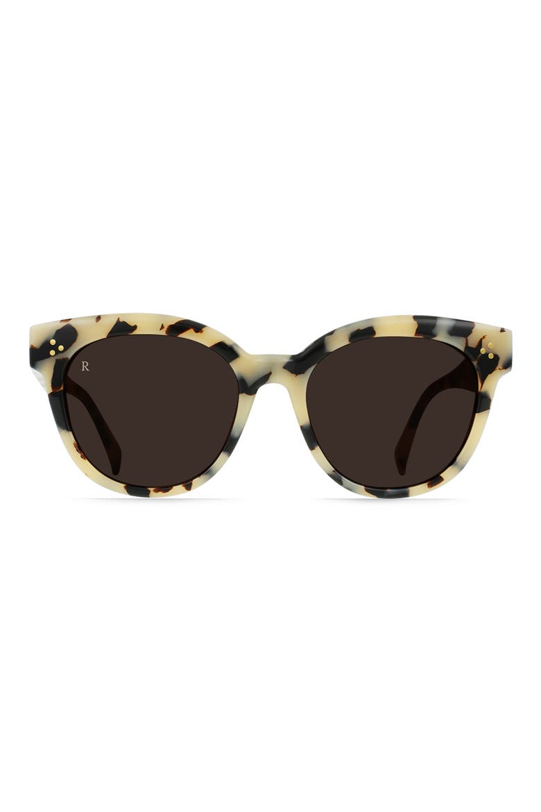 Breya Round Polarized Square Sunglasses, Main, color, IVORY TORTOISE