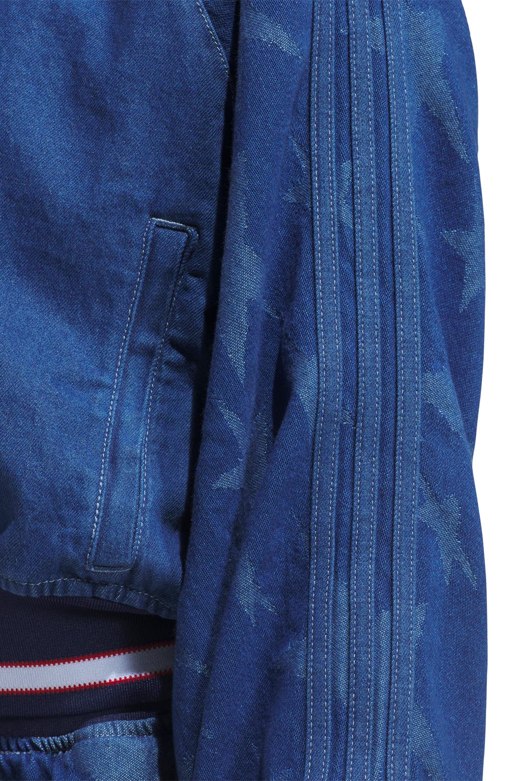 Sst Denim Graphic Varsity Bomber Jacket, image 3 of 6