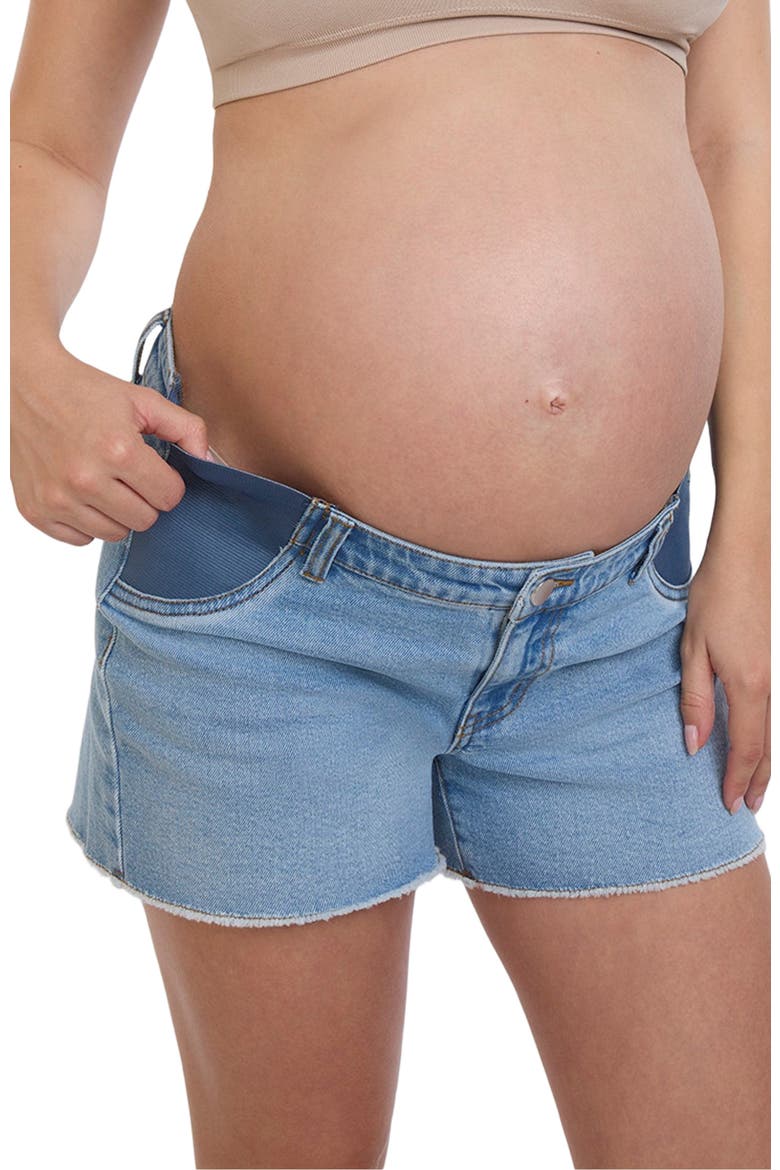 Under the Belly  Cut Off Denim Maternity Short, Alternate, color, Light Wash