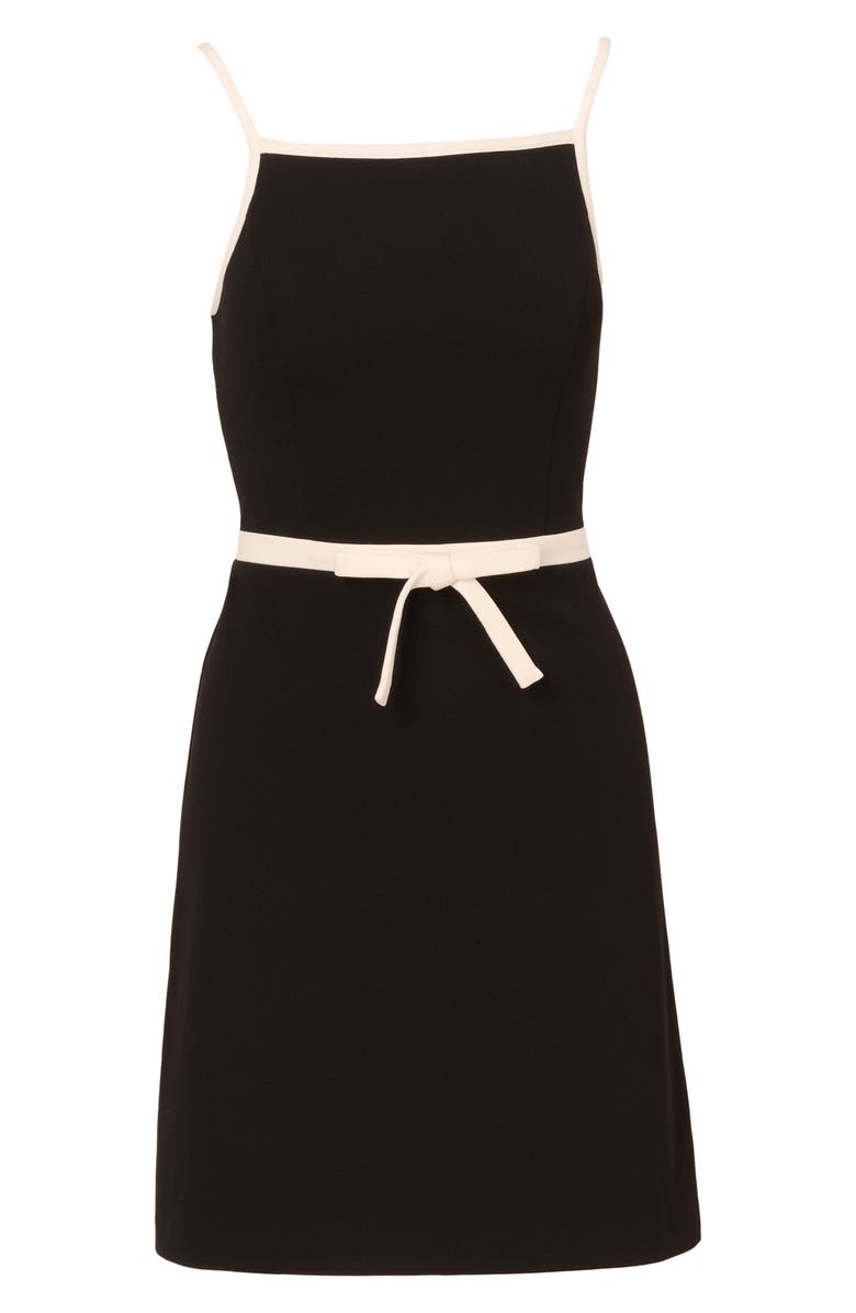 Adrianna Papell Bow A-Line Crepe Dress, Alternate, color, Black/ Ivory