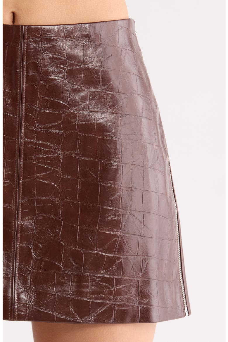 Savana Faux Leather Miniskirt, Alternate, color, BROWN
