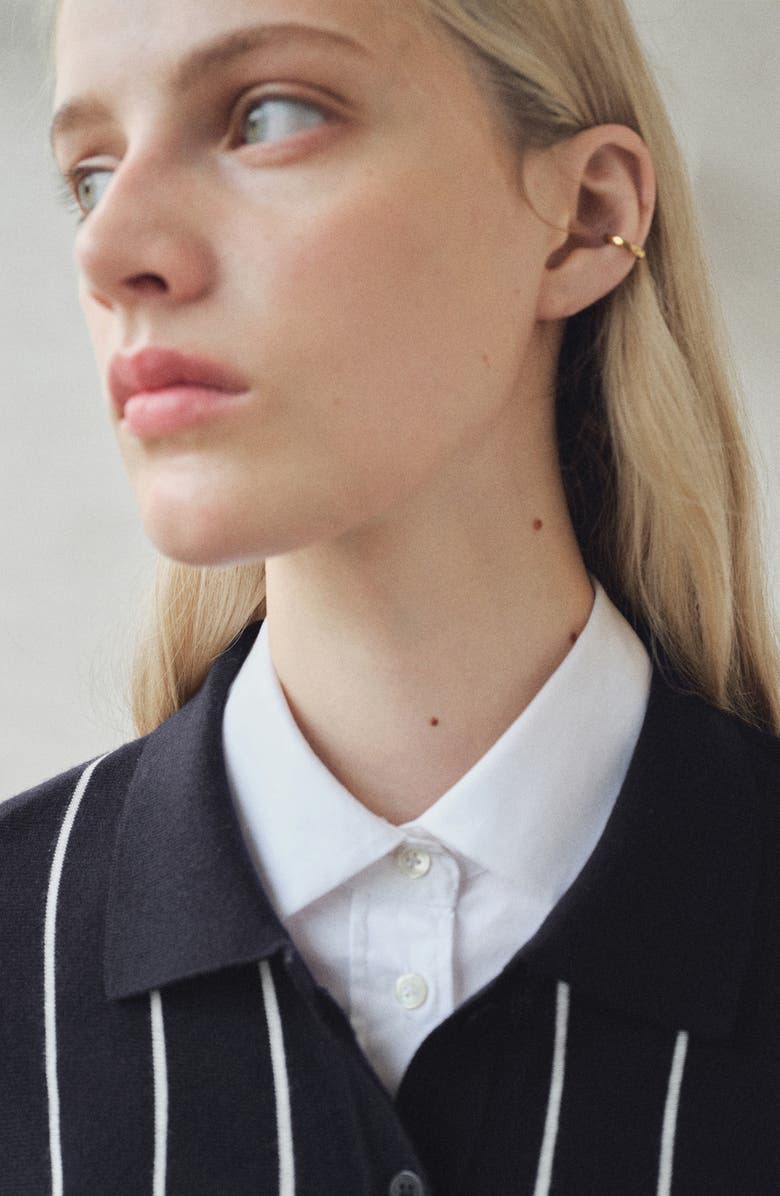 MANGO Stripe Polo Sweater, Alternate, color, Navy