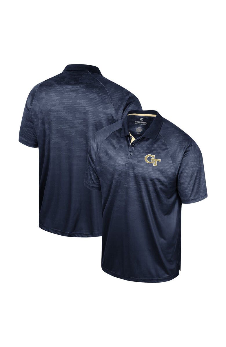 COLOSSEUM Men's Colosseum Navy Georgia Tech Yellow Jackets Honeycomb Raglan Polo, Main, color,