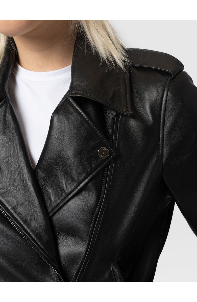 Saint + Sofia Luther Leather Jacket, Alternate, color, Black