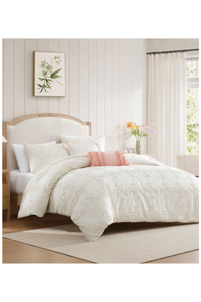 Trellis Rose Duvet Cover & Pillow Shams Set, Alternate, color, IVORY