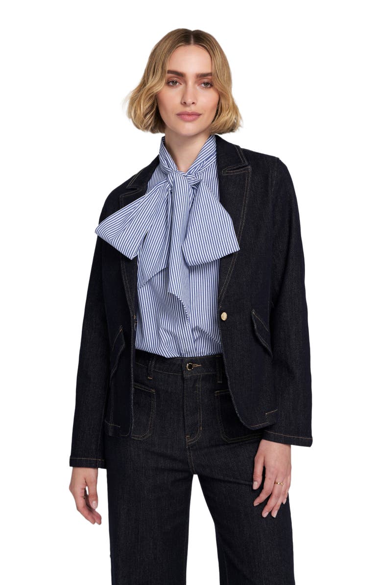 ELLE Collection Denim Blazer Jacket, Alternate, color, Indigo