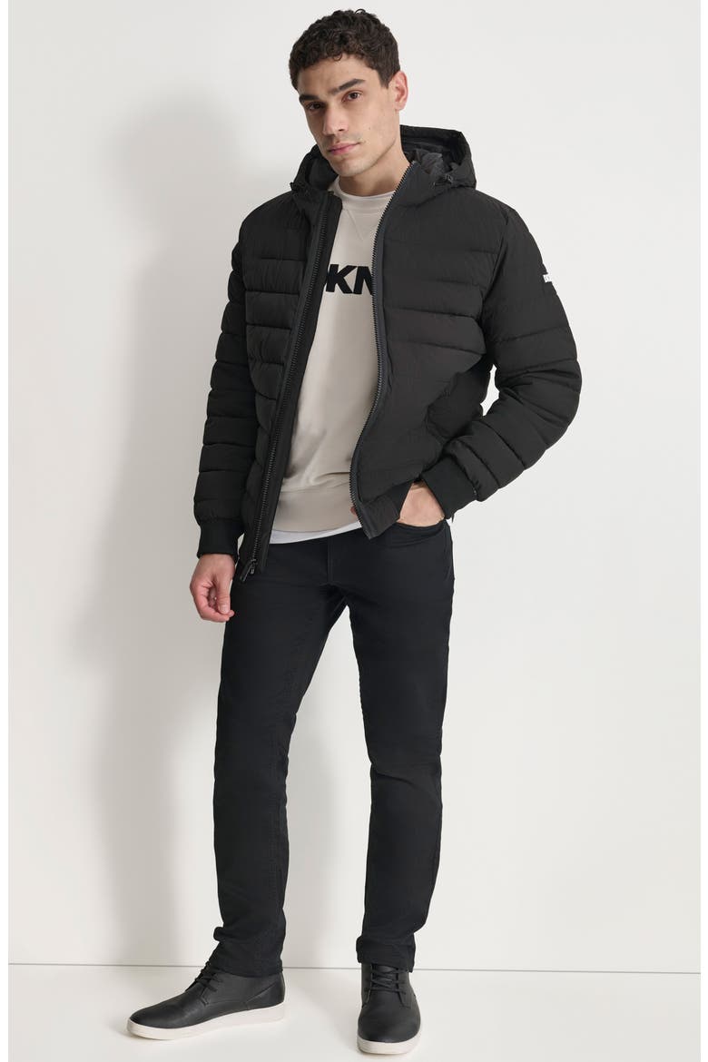 Zip Front Quilted Jacket, Alternate, color, BLACK
