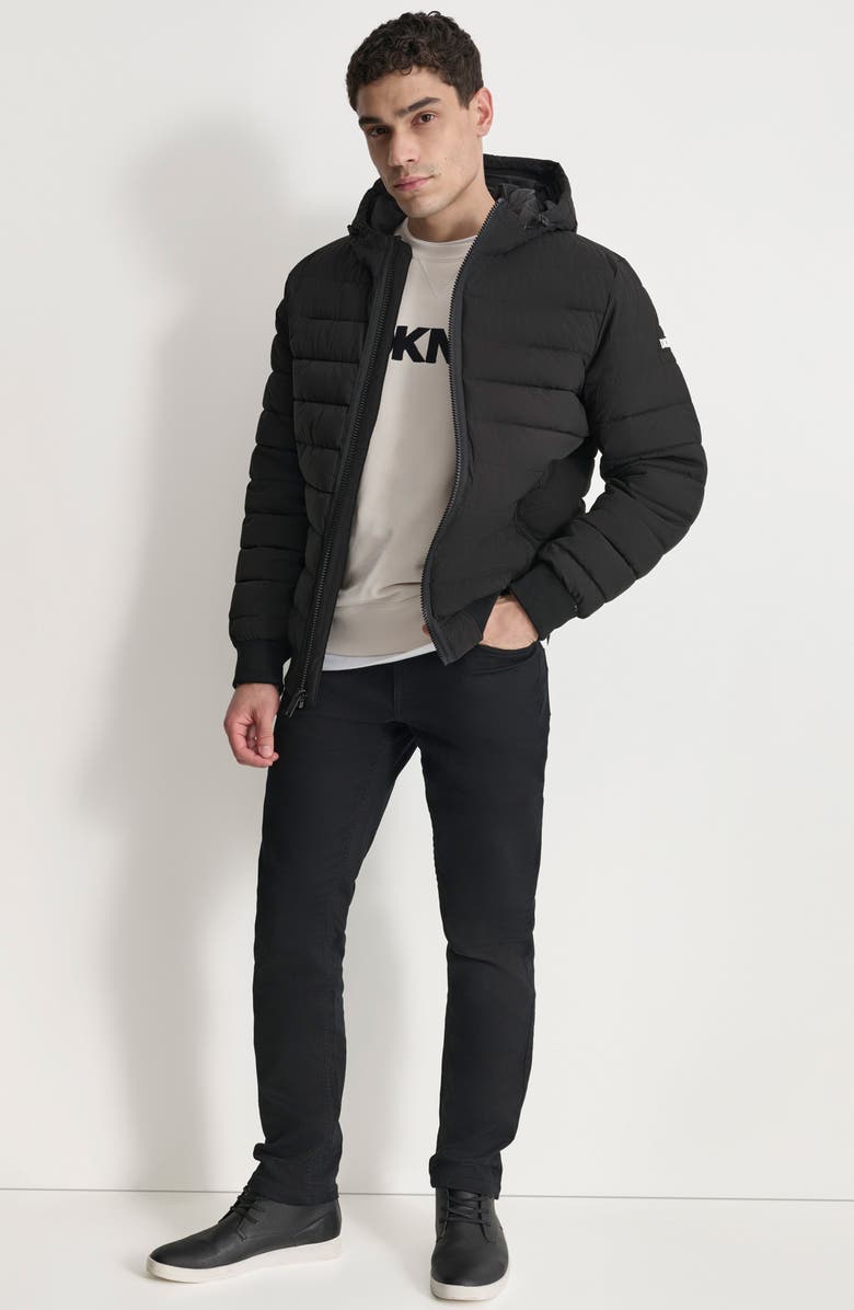 DKNY Zip Front Quilted Jacket, Alternate, color, Black