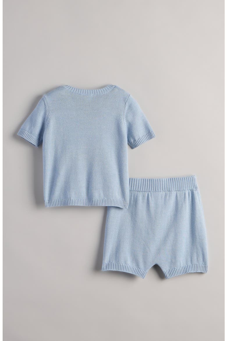 Motif Short Sleeve Cotton Blend Sweater & Shorts Set, Alternate, color, BLUE SKYWAY GIRAFFE
