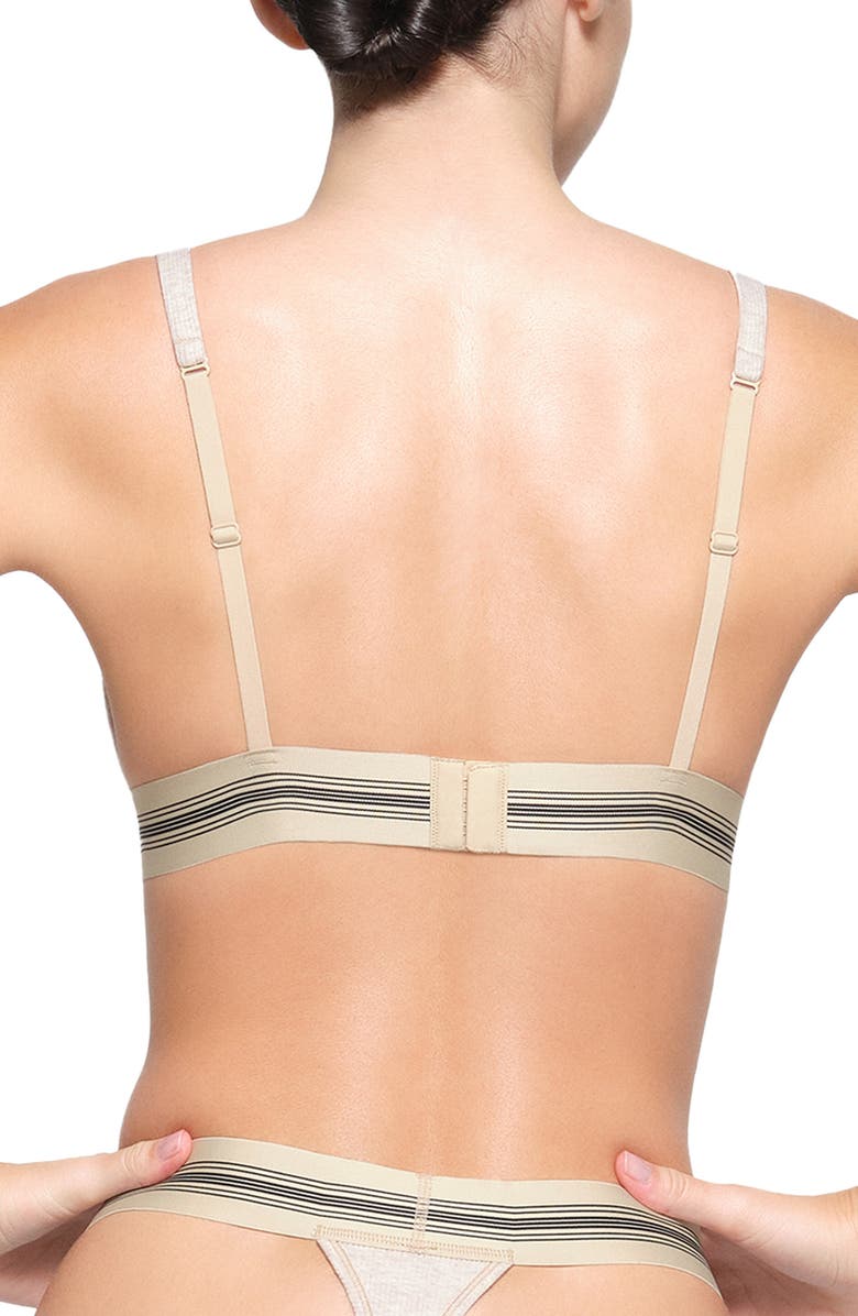 SKIMS Stretch Cotton Rib Plunge Bralette, Alternate, color, 