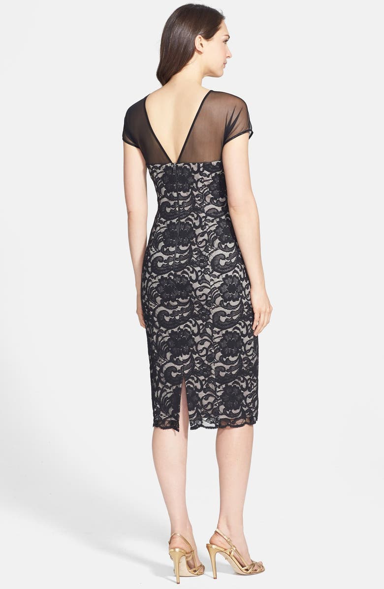 illusion yoke lace dress Eliza J A illusion yoke lace overlay sheath dress
