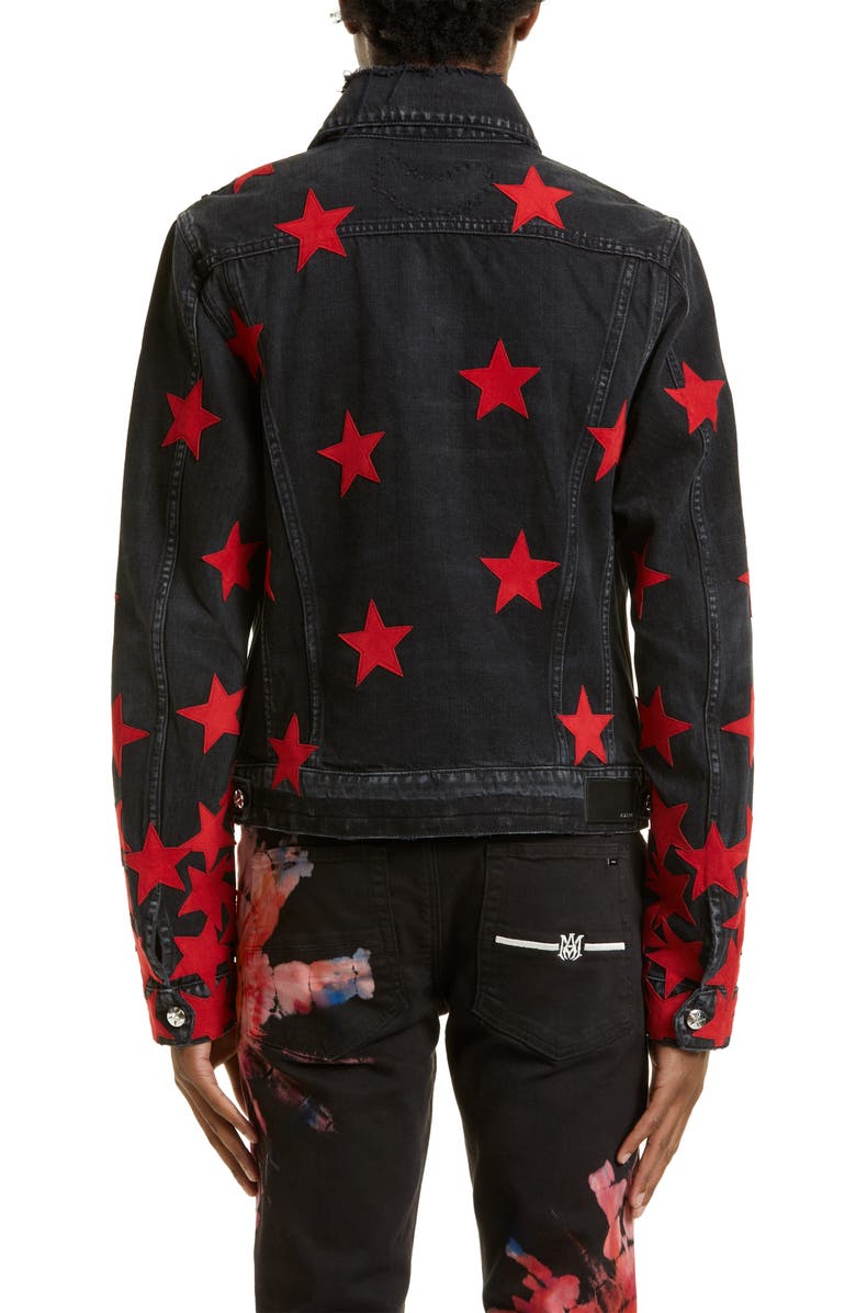 AMIRI Chemist Suede Stars Denim Jacket, Alternate, color, 