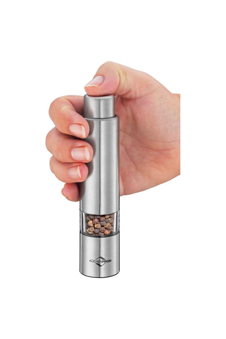 Pepper Push Mill Grinder, Stainless & Acrylic, Alternate, color, Silver