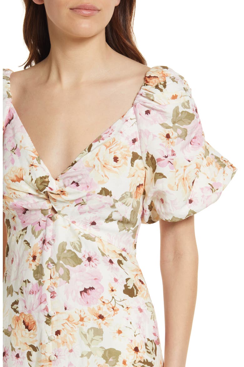 Tilly Twist Front Midi Dress, Alternate, color, BLUSH AIRLIE FLORAL