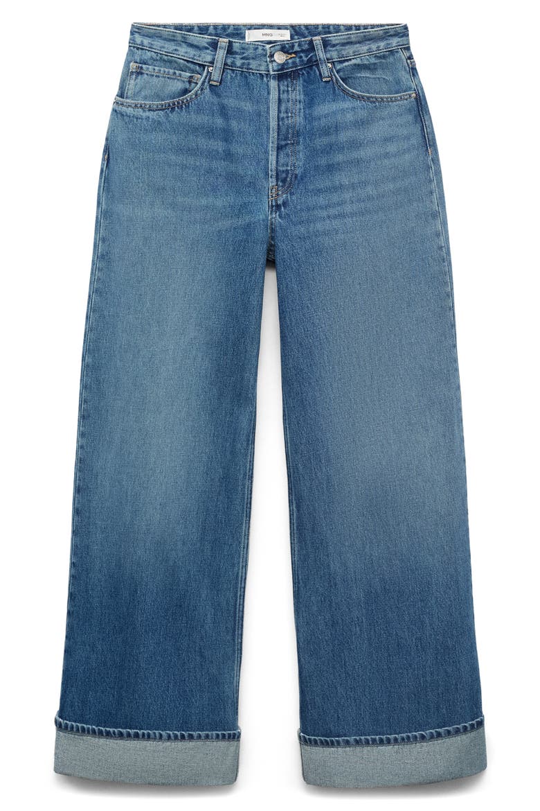 Cuffed Mid Rise Wide Leg Jeans, Alternate, color, OLD BLUE