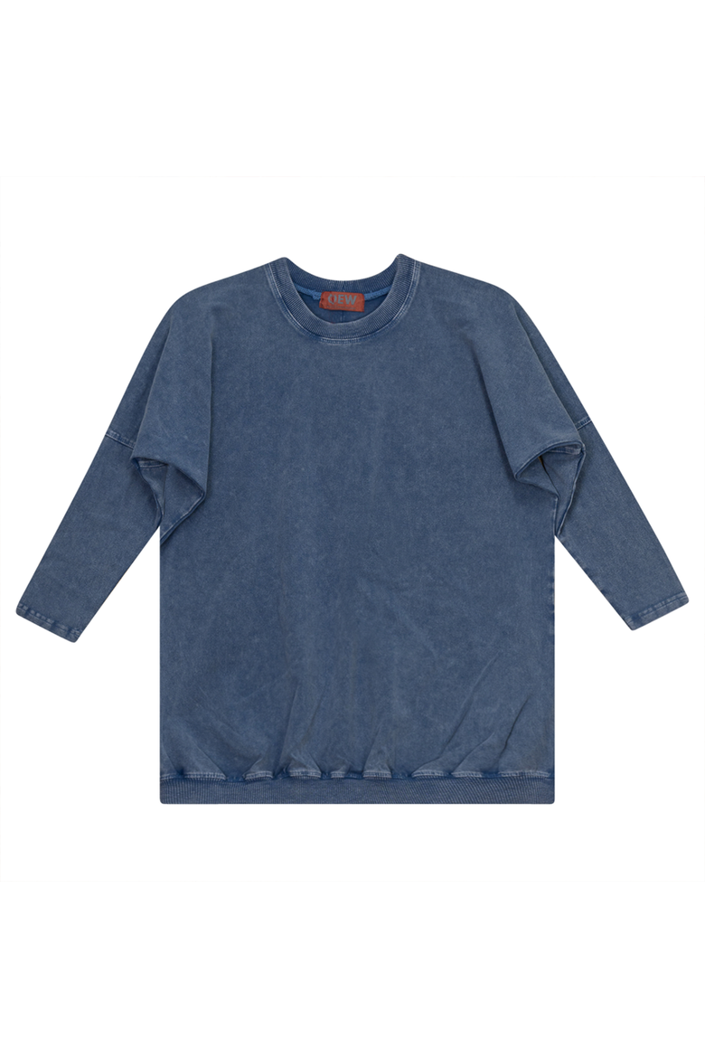 Denim Wash Ribbed Band 3/4 Sleeve Top, Main, color, Light Denim