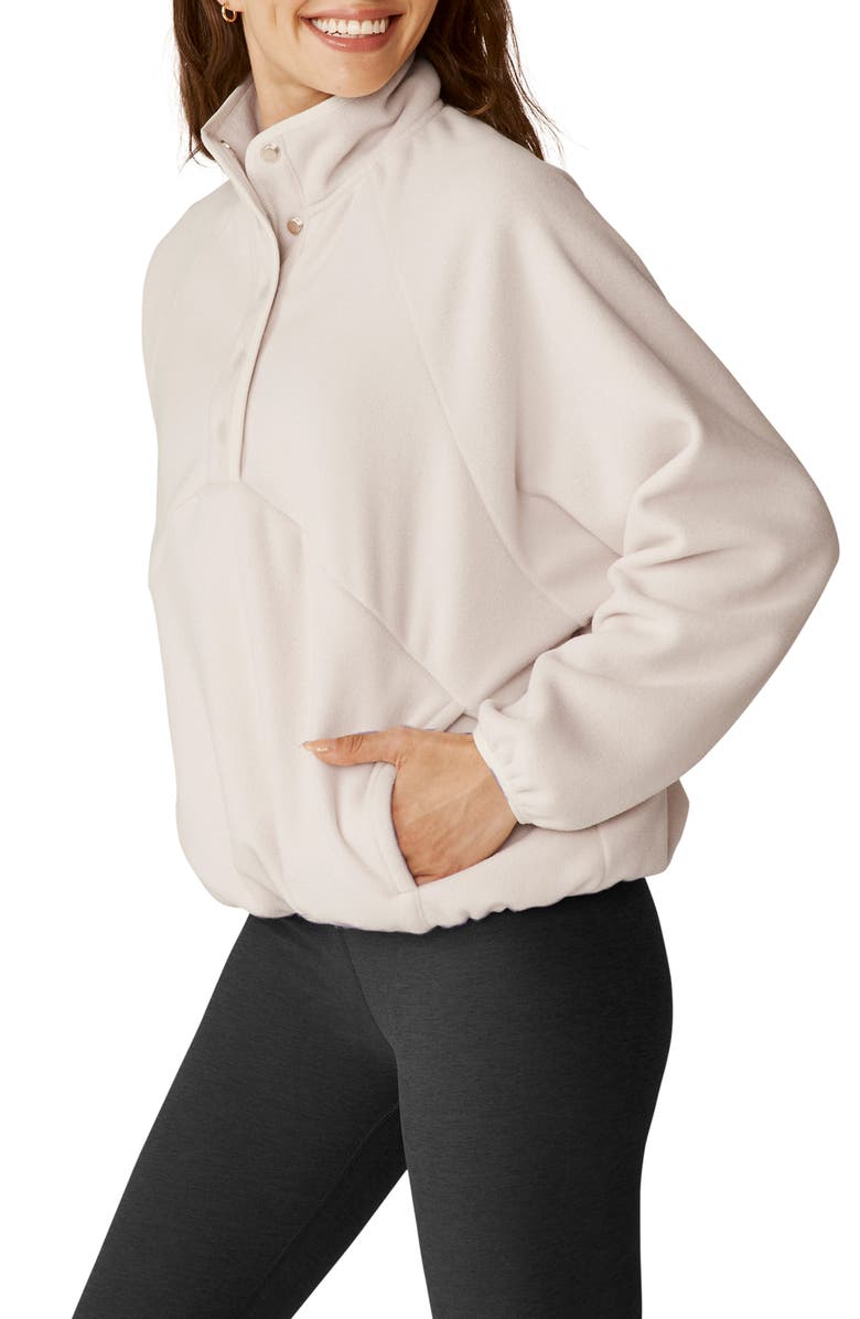 Beyond Yoga Tranquility Fleece Pullover, Alternate, color, Lunar Rock