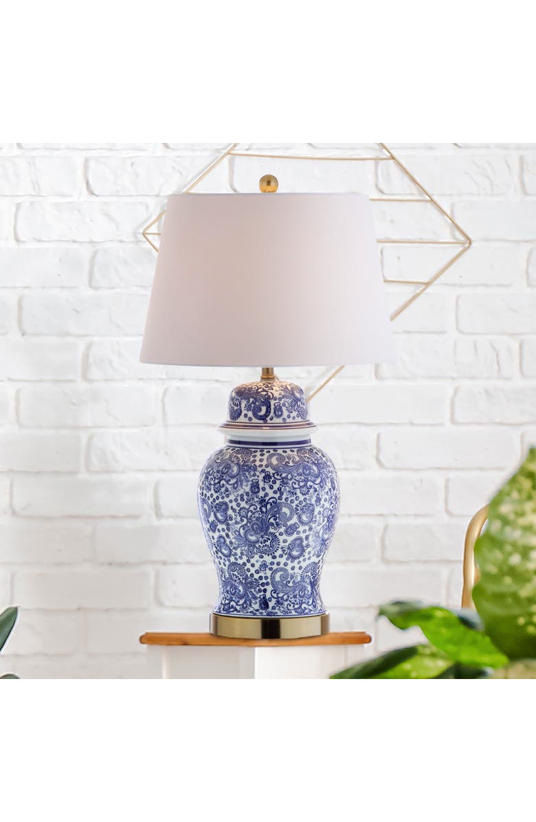 JONATHAN Y Ellis 29.5" Ceramic LED Table Lamp, Blue/White, Alternate, color, Blue/White