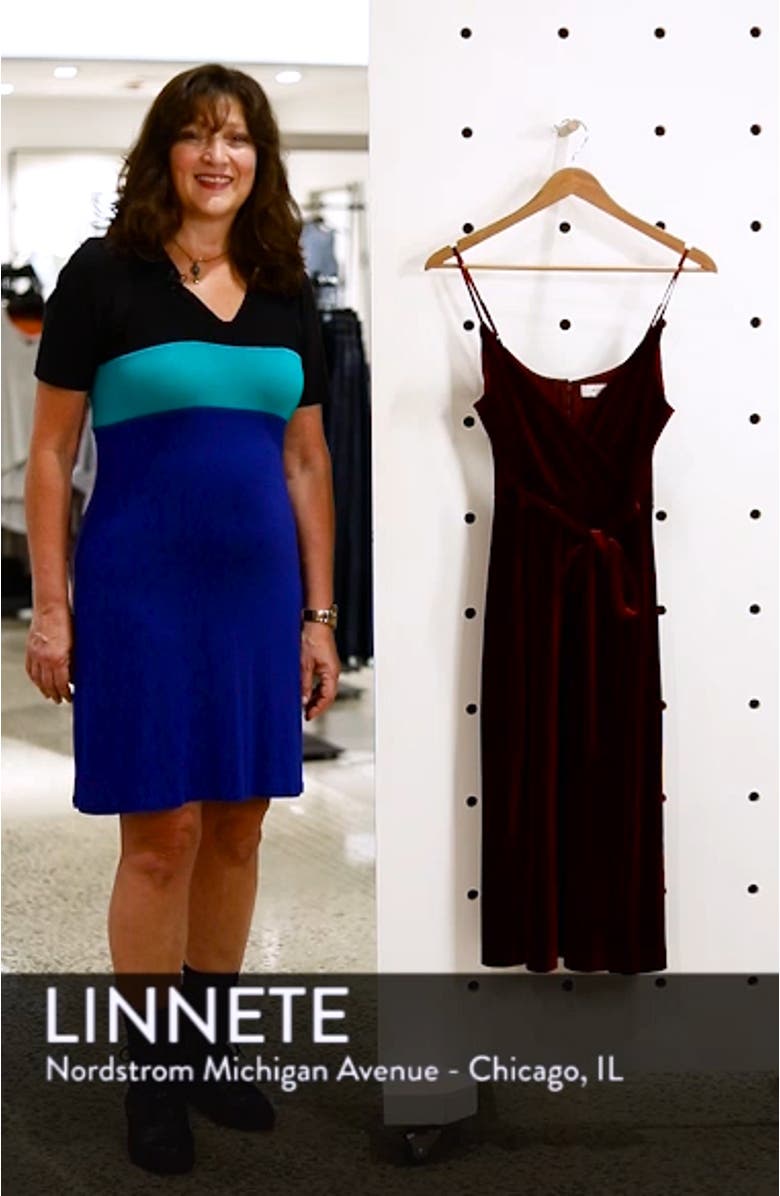 Sleeveless Velvet Faux Wrap Midi Dress, sales video thumbnail