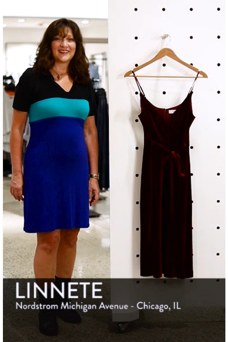 Sleeveless Velvet Faux Wrap Midi Dress video