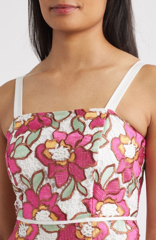 Sam Edelman Embroidered Rose Midi Sheath Cocktail Dress In Animal Print