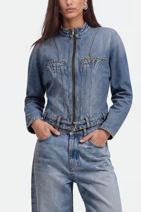 Stand Collar Denim Jacket