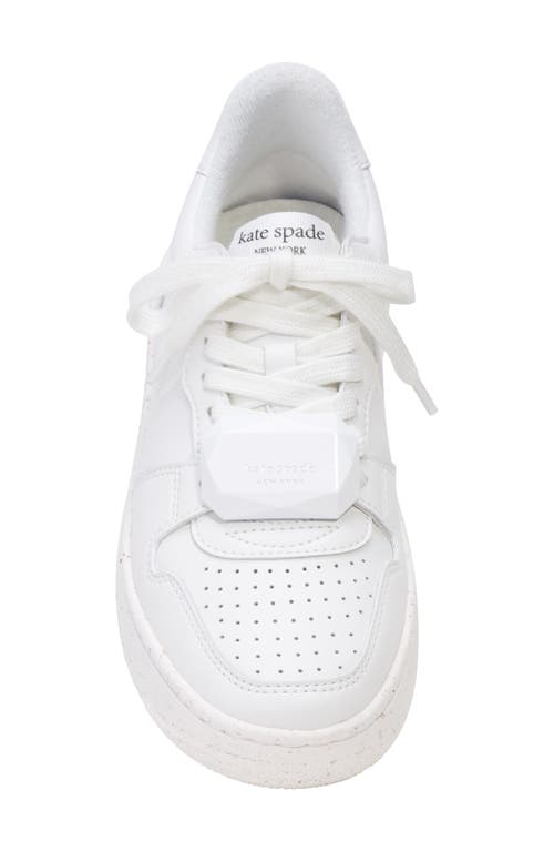 Kate Spade Bolt Gem Leather Flatform Sneakers In White