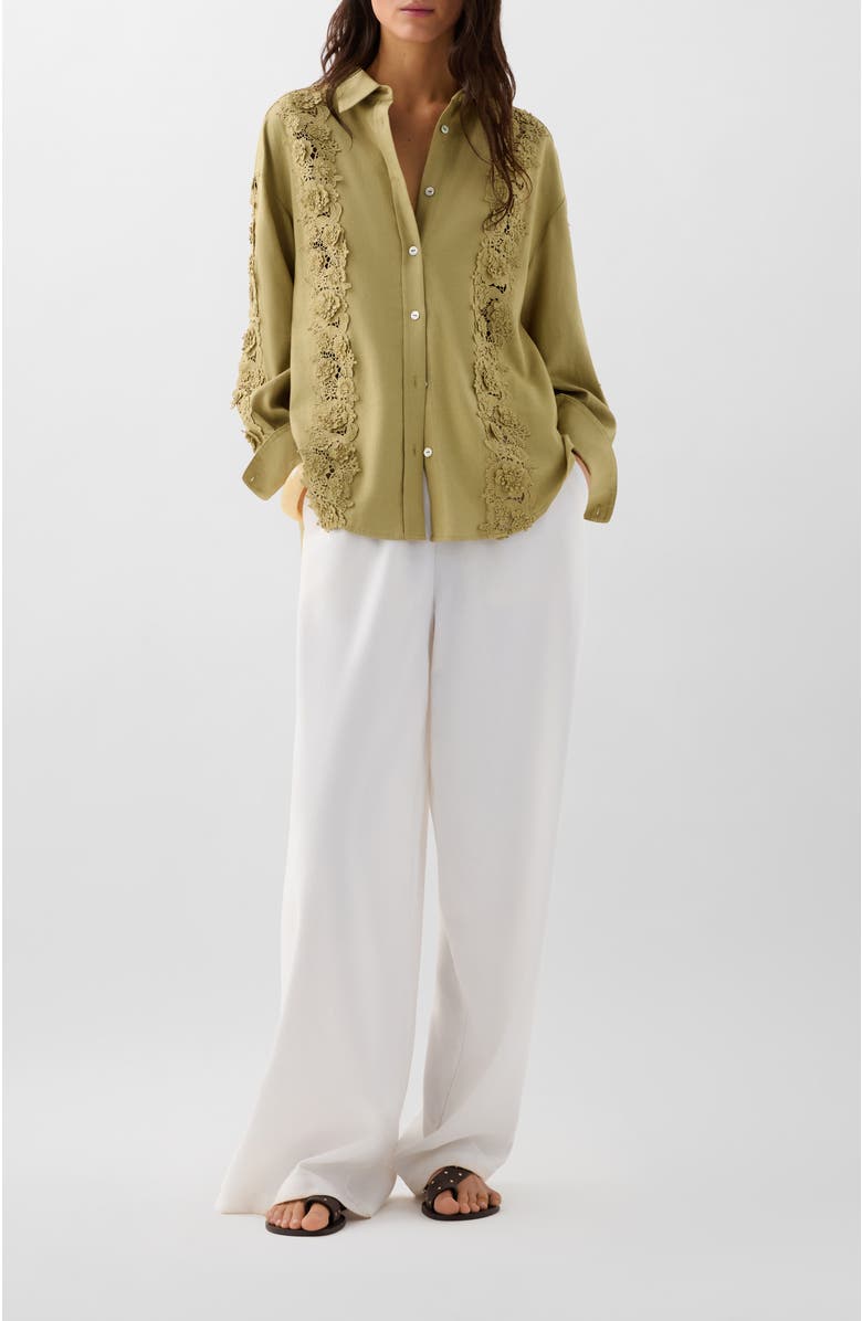 Scalpers Lace Shirt, Alternate, color, Khaki
