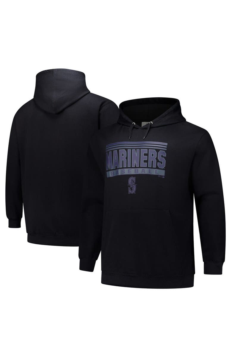 PROFILE Men's  Black Seattle Mariners Stack Fleece Pullover Hoodie, Alternate, color, 