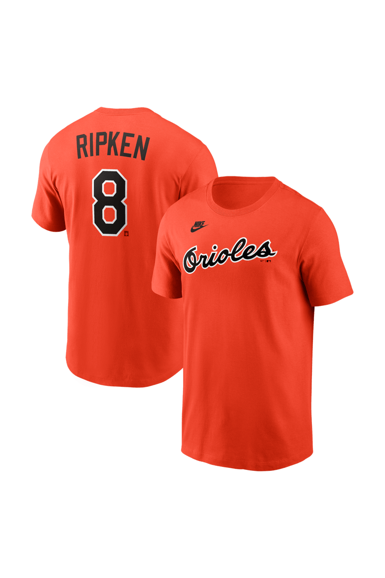 Men's Nike Cal Ripken Jr. Orange Baltimore Orioles Cooperstown Collection Name & Number T-Shirt, Main, color, Orange