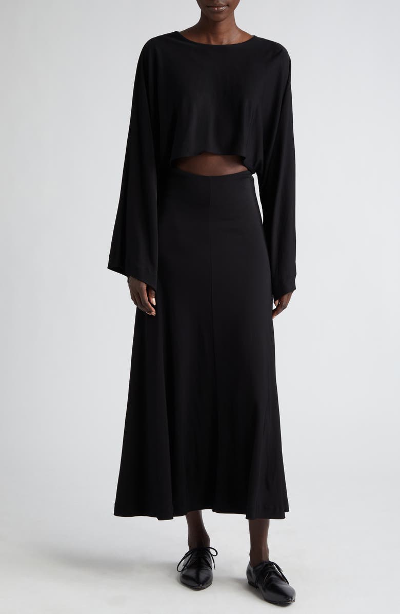 BITE Studios Movere Jersey Midi Skirt, Alternate, color, Black