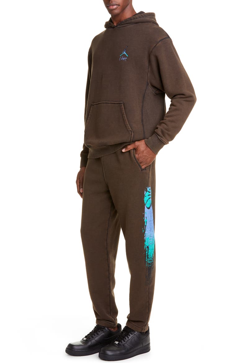 NRG Men's Basketball Logo Fleece Sweatpants (Nordstrom Exclusive), Alternate, color, WASHED BROWN BLACK