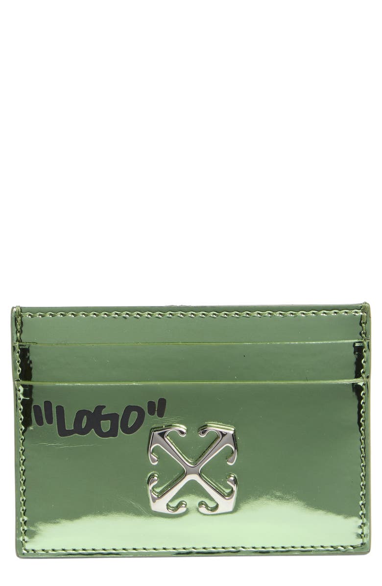 Off-White Jitney Quote Slim Leather Card Case, Main, color,