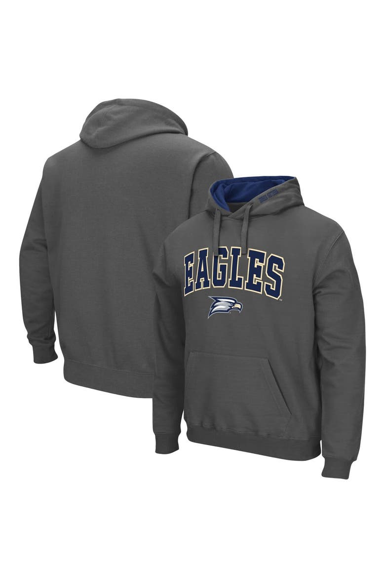 Men's Colosseum Charcoal Georgia Southern Eagles Arch and Logo Pullover Hoodie, Main, color, Charcoal