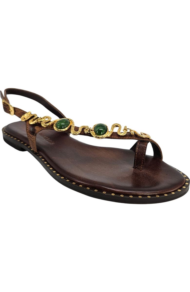 Madison Maison Leather Flat Serpent Sandal, Alternate, color, Chocolate