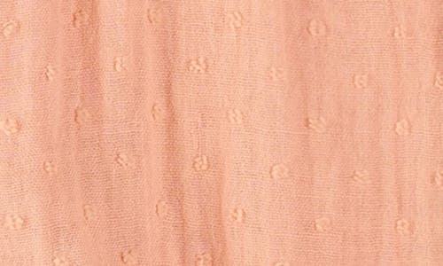 Firsts By Petit Lem Embroidered Collar Clip Dot Organic Cotton Gauze Romper In Coral