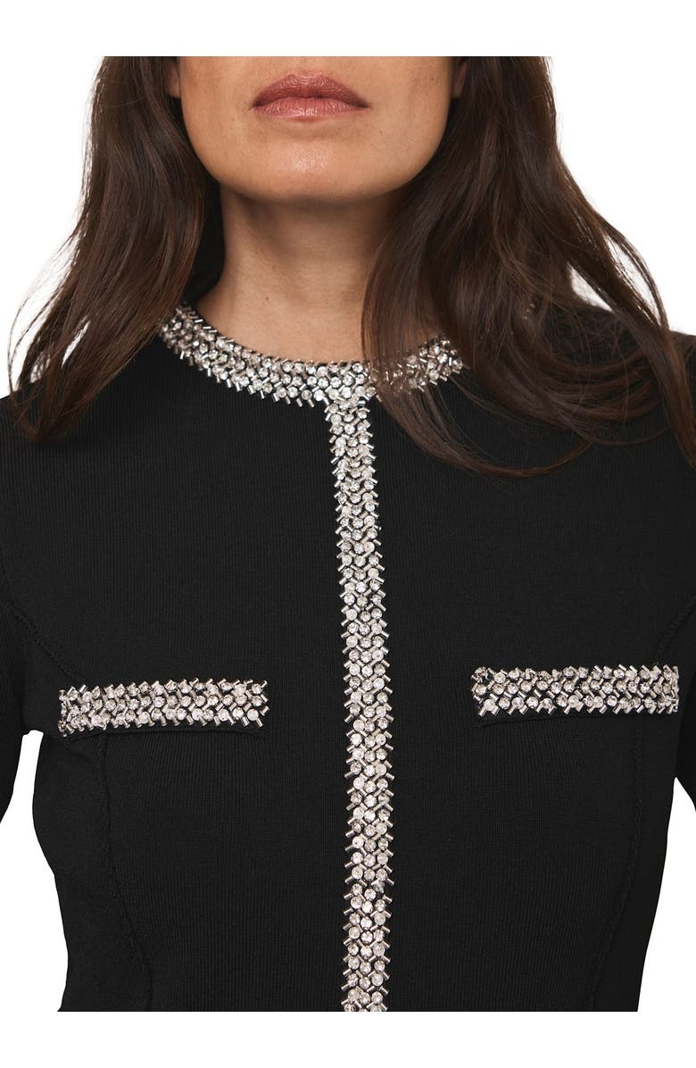 MINT VELVET Embellished Trim Mini Dress, Alternate, color, Black