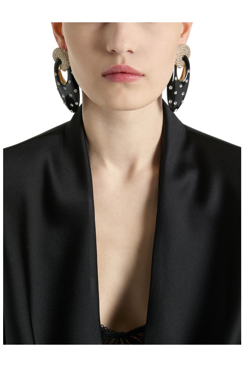 Lacquered Brass Organic Earrings with Crystals, Alternate, color, multicolor