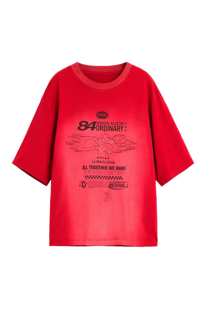 Graphic Gradient Cotton T-Shirt, Alternate, color, ORANGE RED