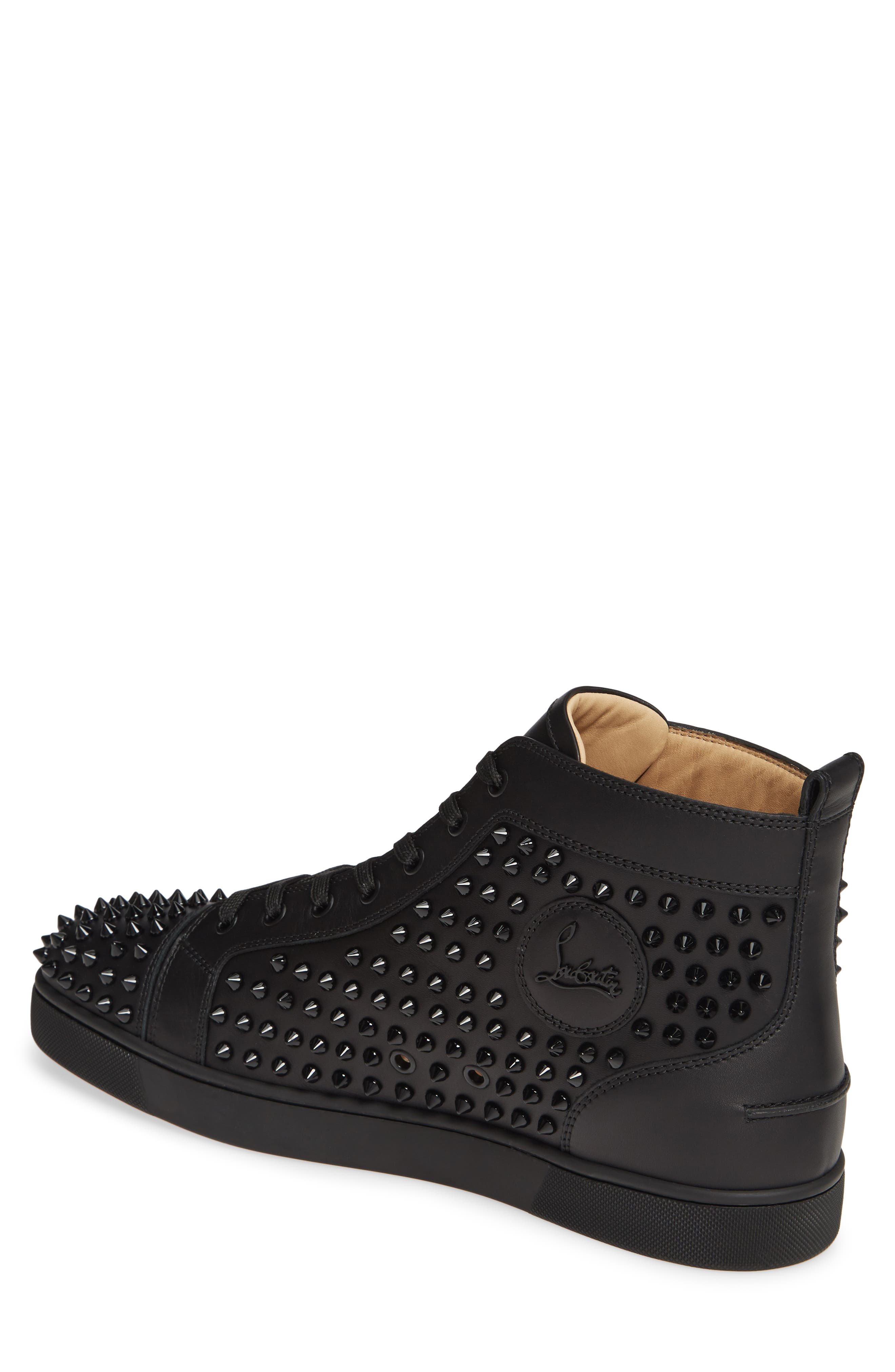 Christian Louboutin Louis Allover Spikes High Top Sneaker, Alternate, color, Black/Black